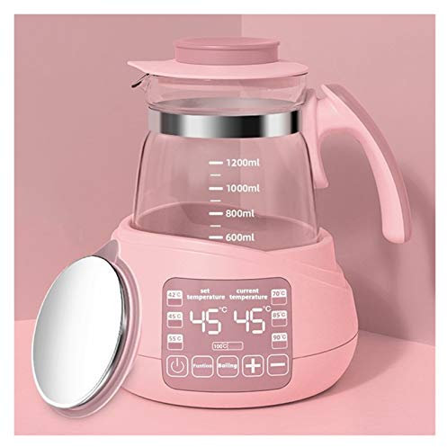 YXCKG Hervidor de Agua eléctrico pequeño, Hervidor de Cristal, Control de Temperatura, Cuerpo Giratorio de 360 ​​°, hervidor de Agua para el hogar de la Oficina 1.2L (Color : Pink-Set B)