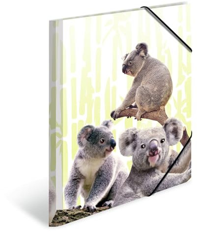 HERMA Sammelmappe A4 Koala, Kinder Eckspanner-Mappe aus Kunststoff mit Tier Motiv, Gummizug, Innenklappen und Innendruck für Jungen und Mädchen