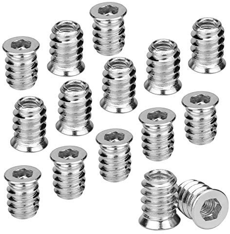 ZITFRI Tuerca Hexagonal de Acero Inoxidable 100 Piezas M6 15mm Tuerca de Inserción Cabeza Plana Insertos Roscados Remache Casquillo para Instalación y Muebles de Madera Etc
