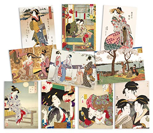 Tarjetas postales japonesas Ukiyo-e Art Set de 10 tarjetas postales – Paquete de tarjetas de impresión Maiko