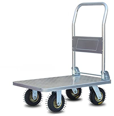 Liudan Platform Trolley Hand Train Heavy Trolley Steel Push Cart Moving Platform Truck Foldable for Easy Storage and 360 Degree Swivel Wheels Multiple Times Transport Trolley (Color : Q 2)