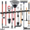 2 Stück Besenhalterung Wand, ibell Gerätehalter Edelstahl mit 10 Halter und 8 Haken, Mopphalter Wandhalterung Gartengerätehalter Wandhaken Selbstklebend Werkzeughalter für Badezimmer Garten Garage