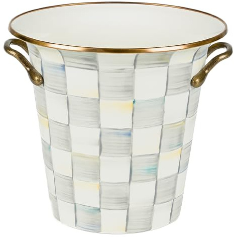 MACKENZIE-CHILDS Wine Cooler, Champagne and Wine Bucket, Ice Bucket, Gray-and-White Sterling Check