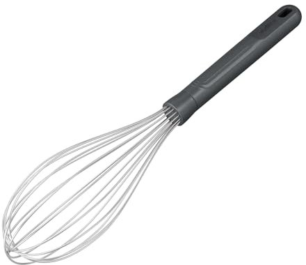 Zyliss Frusta da cucina grande, in paglia di grano sostenibile/acciaio inossidabile, frusta a palloncino con linee di presa per una presa salda, grigio Beluga, 30 cm x 6,5 cm