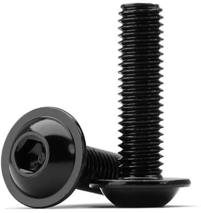 (100 pezzi) Viti a Brugola Viti M4 a Testa Bombata M4 x 8 mm Flangia Esagono Incassato Viti a Macchina 304 Acciaio Inox Nero Filettatura Completa