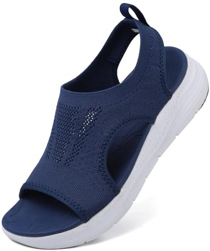 DimaiGlobal Sandalias Deportivas ortopédicas para Mujer Zapatos con Punta Abierta Cuña Lavable de Verano Sandalias para Caminar 38EU Azul