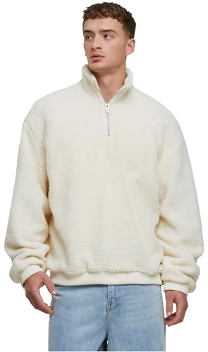 Urban Classics Troyer för män, oversized teddy-troyer av sherpa-tyg, oversize passform, storlekar S–5XL, Vit, 5XL