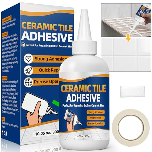 Heavy Duty Construction Adhesive, 10.5 oz Waterproof Tile Adhesive, Versatile Cement Glue for Tile, Concrete, Stone, Wood, Floor, Wall and Granite, Strong Bond, Indoor & Outdoor Use,Construction Glue