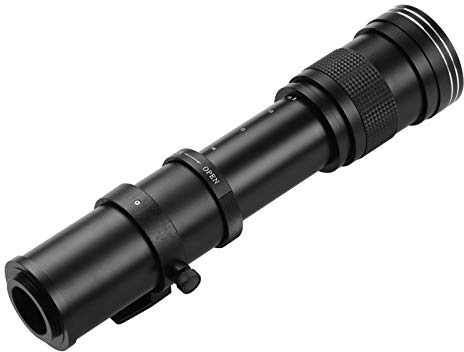 Yctze MF Super Telefoto Zoomobjektiv 420-800mm F/8.3-16 T Mount Universal 1/4 Tråd DSLR SLR-kameror (Svart)