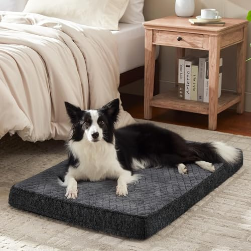 JOEJOY Orthopedic Dog Beds Large Washable, Dog Crate Bed Mattress Cushion,Dog Crate Mat with Removable Cover, 89x56x8CM