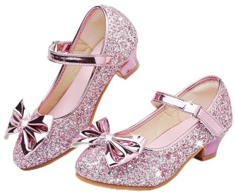 Mokayu Princess Shoes Girls Glitter Mary Jane Low Heels Sandal Toddlers Sequin Party Wedding Birthday Prom Cosplay Shoe Ballet Dress Up