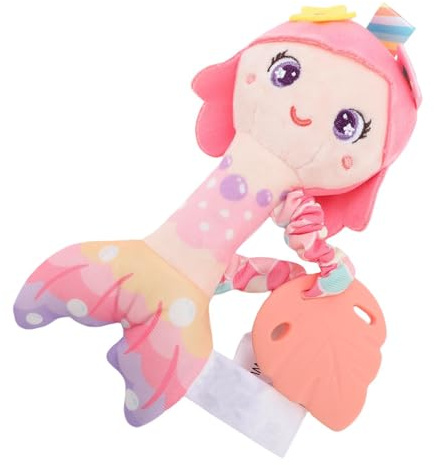 Jiawu Baby Mjuk Skallra Shaker, 3 i 1 Mjuk Plysch Bitring Toy Grab Shaker Leksak, Sensorisk Leksak för Spädbarn med Mjukt Skallerljud och Lätt Grepphandtag för 0 Till 12 Månader Gamla Spädbarn (Typ 1)