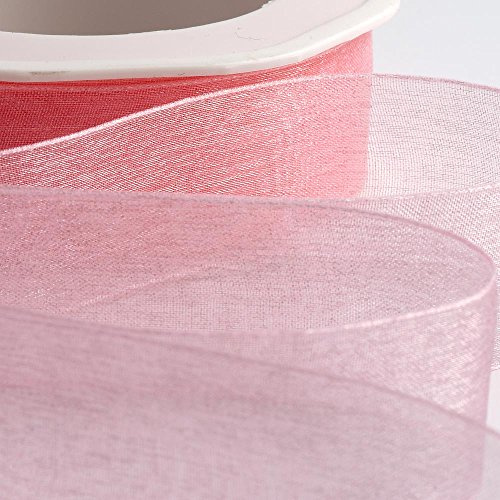 Italian Options Organza Chiffon Ribbon, Sheer Organza Ribbons for Gift Wrapping, Presents, Crafting, Wedding, Flower Bouquets, Birthday, Decorations, Décor, 38mm x 20 Metre Roll, Pink