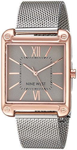 Nine West Women's Mesh Bracelet Watch Silver/Rose Gold