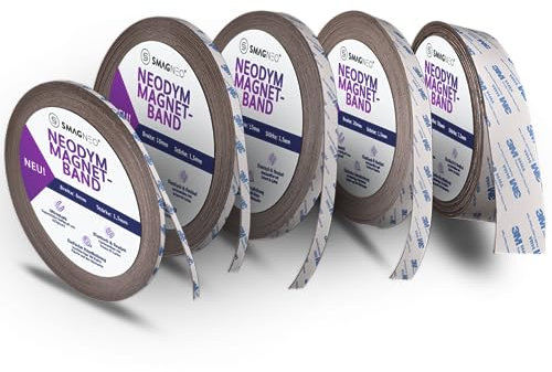 3 Meter am Stück NEODYM Magnetband 10mm x 3 Meter x 1,5mm selbstklebend mit 3M Kleber Kleberücken - hält mehr als 415g/cm²