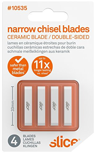 Slice #10535 Narrow Chisel Blades, Double-Sided, Ceramic Blades (Pack of 4)