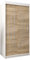 MEBLE KRYSPOL Schwebetürenschrank York 100 cm Kleiderschrank mit Kleiderstange und Einlegeboden Schlafzimmer- Wohnzimmerschrank Schiebetüren Modern Design (Weiß + Sonoma)