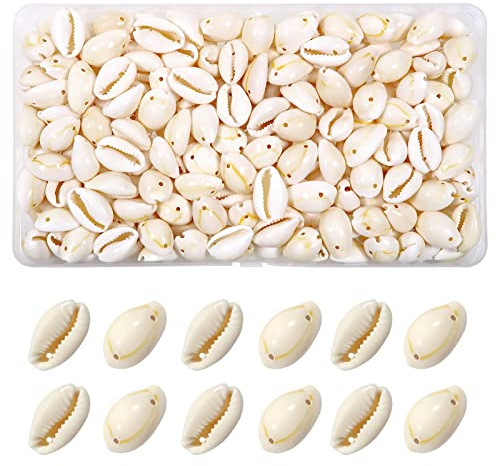 TOAOB 140 Piezas Perlas Natural de Conchas 16 mm a 19 mm de Blanco Cuentas de Conchas de Mar Decoracion para Playa Pulseras Collares Bisutería