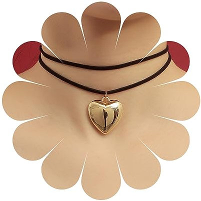 Yienate Gothic Grande Cuore Collana Vintage Nero Stratificato Velluto Punk Oro Amore Cuore Ciondolo Collane Per Donne