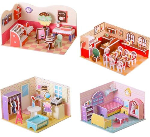 Diy Miniature Dollhouse Kit, 3d Dollhouse Jigsaw Puzzle Diy Dollhouse Kit with Furniture Build Your Own House with Building Accessories