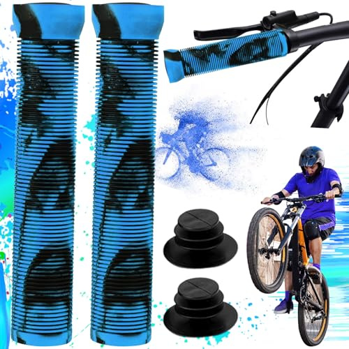 SoundZero 1 Paire Antidérapante Poignée de Vélo, Poignées de Guidon de Vélo 22mm, Poignées de Vélo MTB en Caoutchouc, Poignée VTT Ergonomiques en Caoutchouc, BMX vélo Poignées Guidon(bleu Noir)