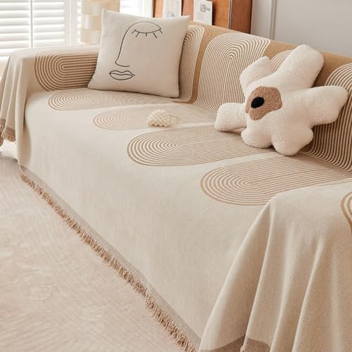 Chenille L-Form Ecksofa-Decke, staubdicht, kratzfest, Mehrzweck-Überwurfdecke für Sofa, Sessel und Bett, für Zuhause, Wohnzimmer, dekoratives Sofatuch, Orange, 180 x 300 cm