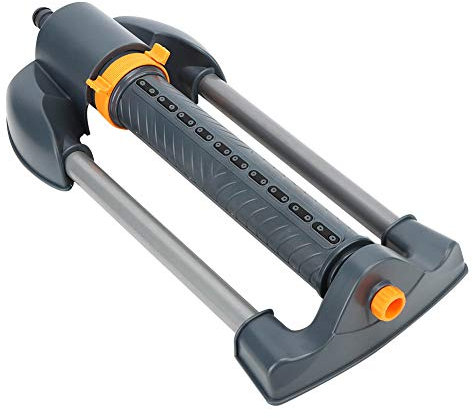 Arroseur Oscillant, 20 Trous, 1 100 Pieds Carrés, Arroseur d'eau Oscillant en Métal pour Pelouse et Jardin, Angle de Pulvérisation Réglable, Arrosage Uniforme, Base en Métal,