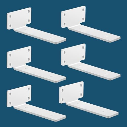 MLOQI 6 stück Regalhalterung, Regalwinkel Schwerlast, Regalhalter Metall, Schwerlastwinkel Wandhalterung Winkel Regal, 0,5 cm Dick Regalträger, Tragkraft 50 KG (Weiß 20 cm)
