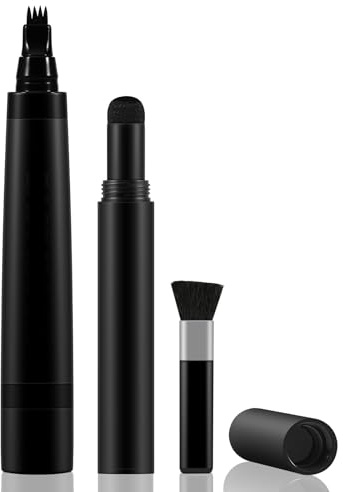 GEUUFEA Beard Pen Filler Styling Kit for Men, 4-tip Beard Filler Pencil (Black), Soft Cotton Tip, Long Lasting Waterproof, Beard Stick Beard Shadow, Beard Shaping Tool for Hairline and Beard Fillers