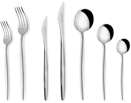 Karaca New Porto bestickset i 84 delar för 12 personer, rostfritt stål bestickset, elegant och komplett lösning för din matsal