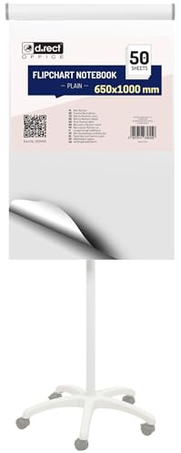 D.RECT 1 x Flipchart-Block, Blanko, Weiss, 80 g/qm Papier, 650x1000, 5 fach Lochung, Block mit 50 Blatt