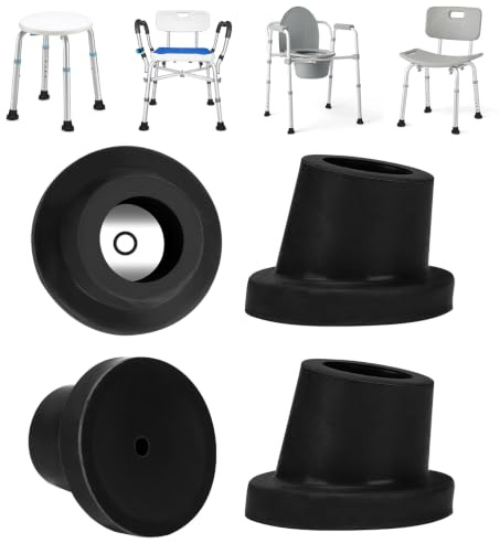 supregear Duschstolsfötter, Kraftiga Utbytesdelar 1 tum/25mm Sneda, Gummitoppar för Badöverföringsstolar och Stegar, Halkfria Sugfötter med Extra Grepp, 4-pack, Svart