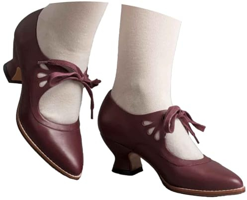 Generisch Scarpe tradizionali da donna, eleganti scarpe da ballo Slingback Mary Jane Shoes Pumps, scarpe da sposa tradizionale Dirndl, con tacco alto, taglia 36