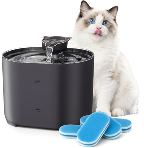 Fontaine à Eau pour Chat et Chien 2,2L, Ultra Silencieuse avec Arrêt Automatique, 2 Modes de Jet, Alimentation USB ou Batterie Externe – pour Chats et Chiens
