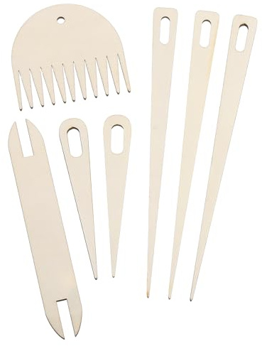 sourcing map Lot de 14 outils de tricot à tisser à la main avec aiguille à crochet en bois Navette en bois pour tricot et travaux manuels