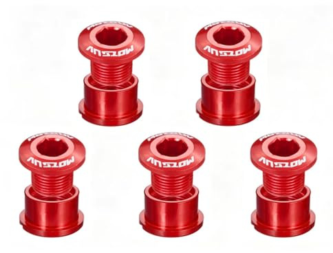 QitinDasen 5 viti a corona singola, in lega di alluminio M8, bulloni per bicicletta (rosso)