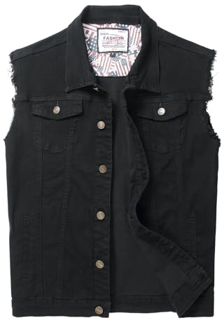 Ginsiom Men's Denim Vest,Sleeveless Jean Jacket Ripped Stretchy Distressed Battle Vest for Men Sleeve Less Outerwear