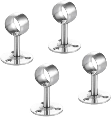 CRAFTHROU 4 Pezzi Supporto per Bastone Armadio in Acciaio Inox Antiruggine, Staffa Fissa per Bacchette Tende Interne, per Appendere Abiti in Spazi Ridotti