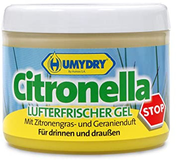 HUMYDRY Citronella Lufterfrischer Gel | Angenehmer Duft nach Citronella und Geranien | Ideal für Drinnen und Draußen