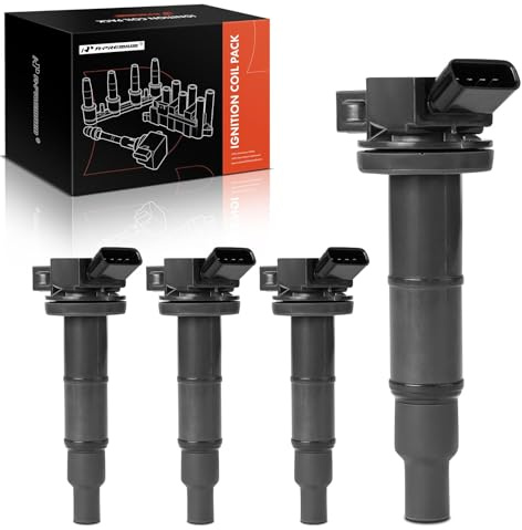 A-Premium Ignition Coil Pack Compatible with Toyota Corolla 2009-2010, Camry 2002-2011, RAV4 2001-2008, Highlander 2001-2007 & Pontiac Vibe 2009-2010 2.0L & Scion, 2.4L, Set of 4