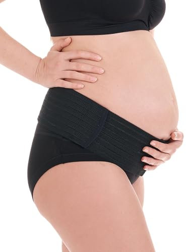 Herzmutter Bauchgurt stützend Schwangerschaft - Umstands-Stützgürtel - hohe Stützkraft - Bauchstütze größenverstellbar - 3200 (L-XL, Schwarz)