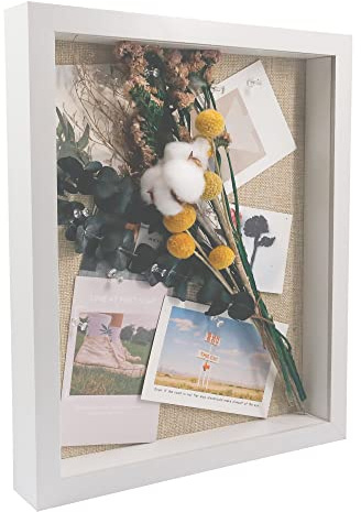 GraduatePro Cadre Photo 30x40 3D Profond Blanc Fabriqué à la Main avec Verre Cadre Boîte en Bois Ombragé Pour Médailles, Billets