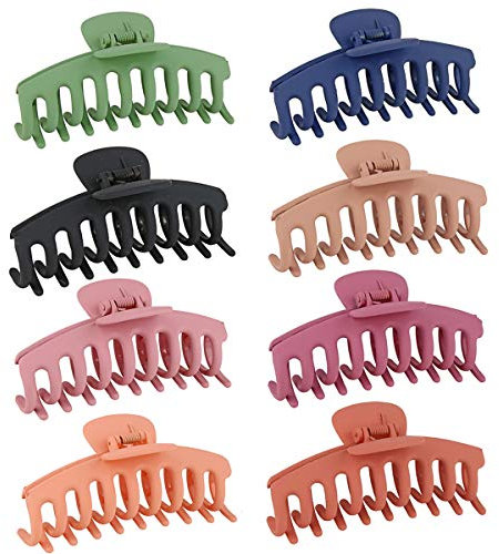 8Er Pack Matte Haar Klauenclips 4,3 Zoll Große Haarklammer Jumbo-Haarklauen Strong Hold Haar Klaue Clips Rutschfeste Acryl-Haarklauen für Damen Mädchen dickes und dünnes Haar, 8 Farbe