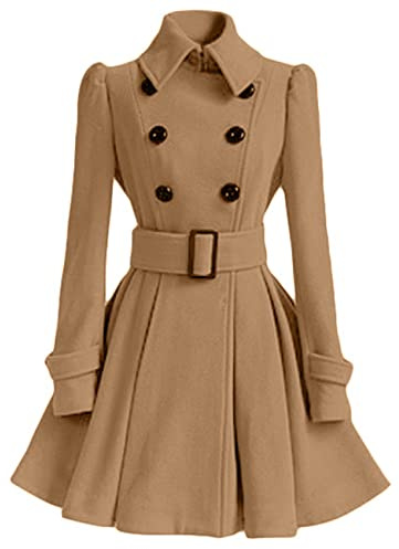 WHZXYDN Manteau en Laine Mi-Long pour Femme avec Ceinture Et Manteau en Laine pour Femme