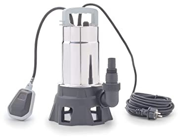 Pontec 87065 PondoDrain Mud 19000 - grausilberne Entwässerungspumpe für Baustellen, Teiche oder Keller / Korngröße: 25 mm / 750 W-Leistung / 230 V