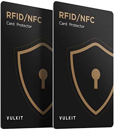 VULKIT RFID/NFC Sperrkarten – 2er-Pack, Ultradünner Kreditkartenschutz, Schutz für kontaktlose Karten, Premium-NFC-Blocker, für Kreditkarten, Ausweise, Reisepässe, Geldbörse