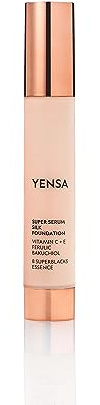 YENSA Serum Foundation Makeup - Super Silk Full Coverage Foundation Enriched with Peptides, Vitamin C & Ferulic Acid to Help Reduce Fine Lines, Wrinkles & Dark Circles - Light 1 (1 oz)