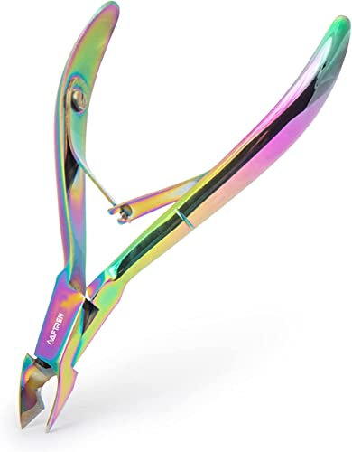 Taglia cuticole professionale a 1/2 ganasce Tronchese per cuticole Piedi per manicure in acciaio inossidabile Mani Cuticole per unghie dei piedi incarnite Forbici per cuticole (Arcobaleno)