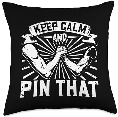 Arm wrestling and hand wrestling Keep Calm and Pin That-Arm Wrestle Throw Pillow, 18x18, Multicolor