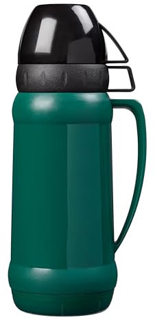 Chef Aid 1 Litre Flask with 2 Cups - Stay Hydrated Anywhere! Freezer Safe, Suitable for Liquids up to 100C, Green